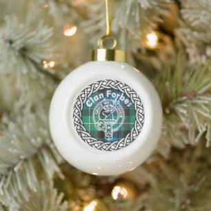 Scottish Clan Forbes Tartan en Crest Keramische Bal Ornament
