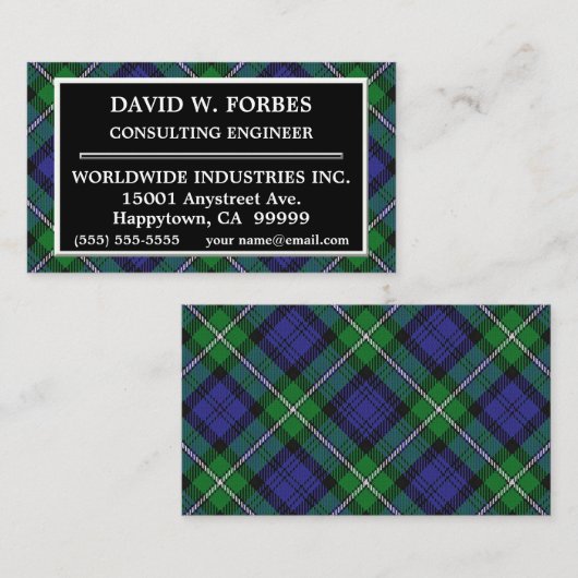 Scottish Clan Forbes Tartan Pset Visitekaartje (Voorkant / Achterkant)