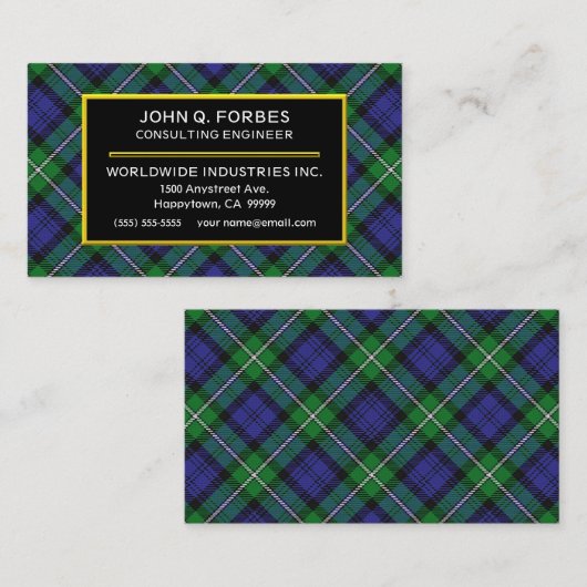 Scottish Clan Forbes Tartan Pset Visitekaartje (Voorkant / Achterkant)
