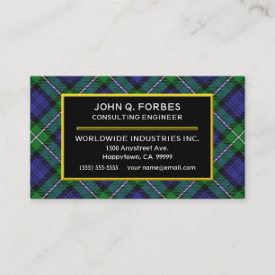 Scottish Clan Forbes Tartan Pset Visitekaartje