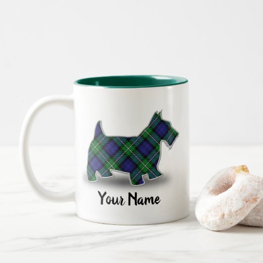 Scottish Clan Forbes Tartan Scottish Terrier Tweekleurige Koffiemok (Met donut)