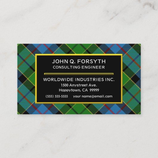Scottish Clan Forsyth Tartan Pset Visitekaartje (Voorkant)