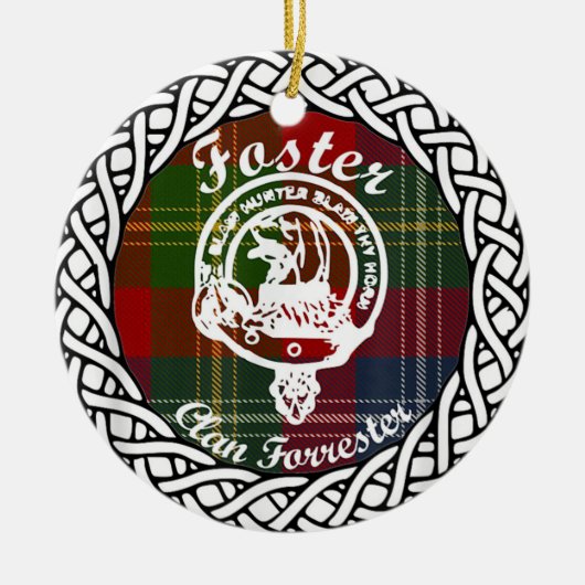 Scottish Clan Foster Tartan en Crest Keramisch Ornament (Voorkant)