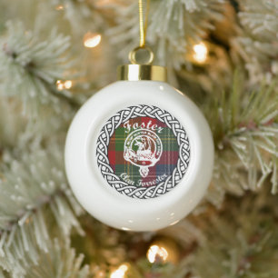 Scottish Clan Foster Tartan en Crest Keramische Bal Ornament
