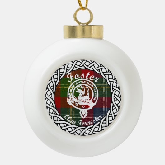 Scottish Clan Foster Tartan en Crest Keramische Bal Ornament (Voorkant)