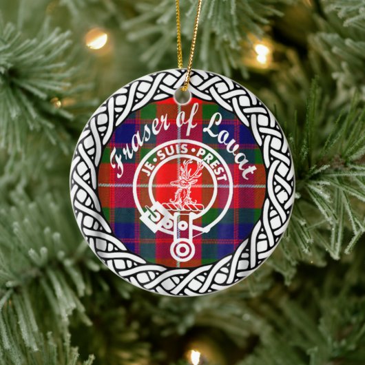 Scottish Clan Fraser of Lovat Tartan and Crest Keramisch Ornament (Boom)
