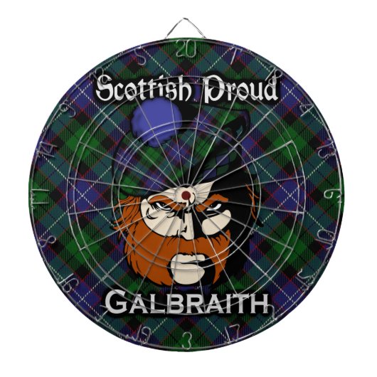 Scottish Clan Galbraith Tartan Dartboard Dartbord (Voorkant)