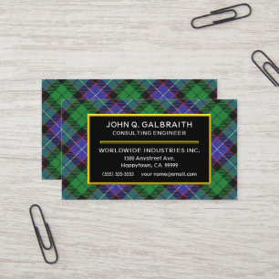 Scottish Clan Galbraith Tartan Pset Visitekaartje