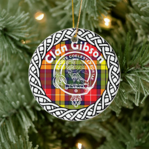 Scottish Clan Gibson Tartan en Crest Keramisch Ornament