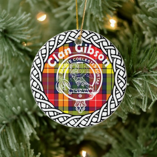 Scottish Clan Gibson Tartan en Crest Keramisch Ornament (Boom)