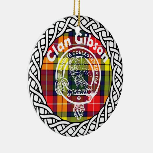 Scottish Clan Gibson Tartan en Crest Keramisch Ornament (Rechts)