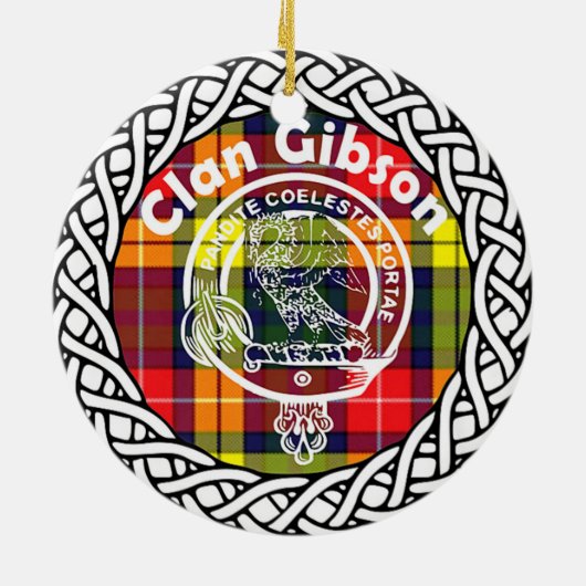 Scottish Clan Gibson Tartan en Crest Keramisch Ornament (Achterkant)