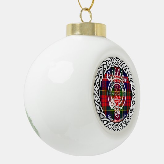 Scottish Clan Gillies Tartan en Crest Keramische Bal Ornament (Links)