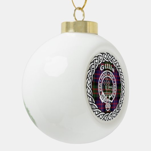 Scottish Clan Gillis Tartan en Crest Keramische Bal Ornament (Links)