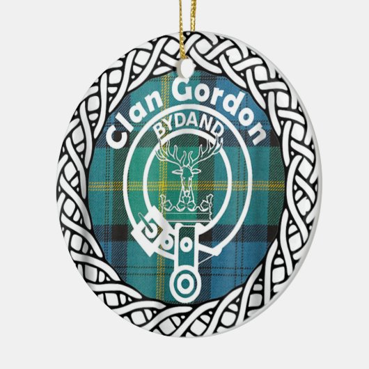 Scottish Clan Gordon Tartan en Crest Keramisch Ornament (Links)
