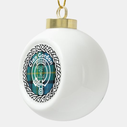 Scottish Clan Gordon Tartan en Crest Keramische Bal Ornament (Rechts)