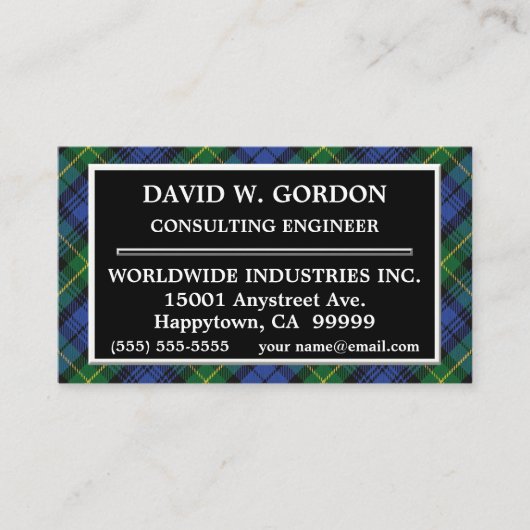 Scottish Clan Gordon Tartan Pset Visitekaartje (Voorkant)