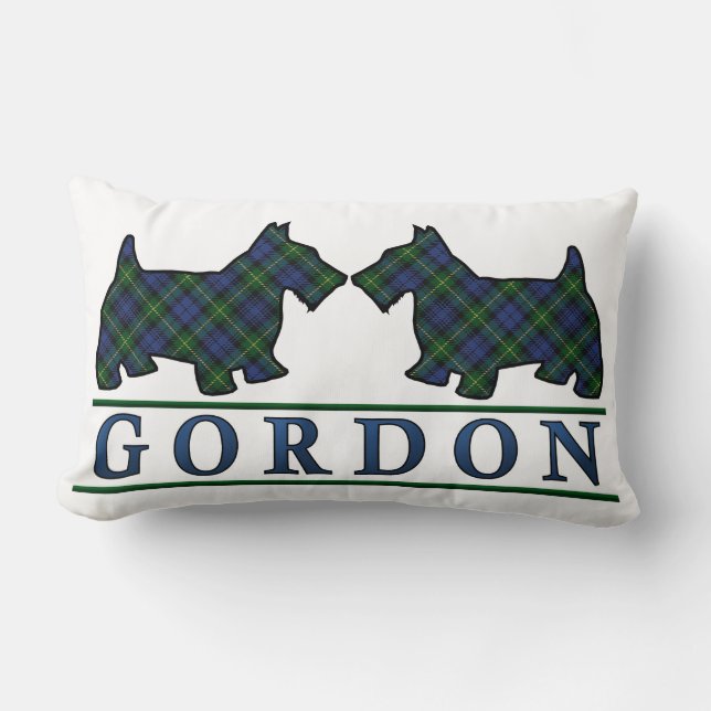 Scottish Clan Gordon Tartan Scottie Dogs Kussen (Voorkant)
