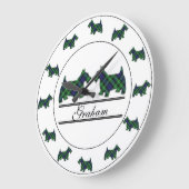 Scottish Clan Graham Tartan Pset Scottie Dogs Grote Klok (Hoek)