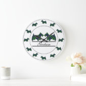 Scottish Clan Graham Tartan Pset Scottie Dogs Grote Klok (Huis)