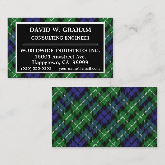 Scottish Clan Graham Tartan Pset Visitekaartje (Voorkant / Achterkant)