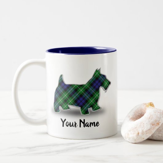 Scottish Clan Graham Tartan Scottish Terrier Tweekleurige Koffiemok (Met donut)