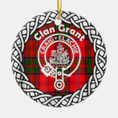 Scottish Clan Grant Tartan en Crest Keramisch Ornament (Voorkant)