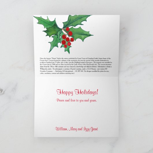 Scottish Clan Grant Urquhart Castle Christmas Kaart (Binnen)