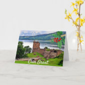 Scottish Clan Grant Urquhart Castle Christmas Kaart (Gele Bloem)