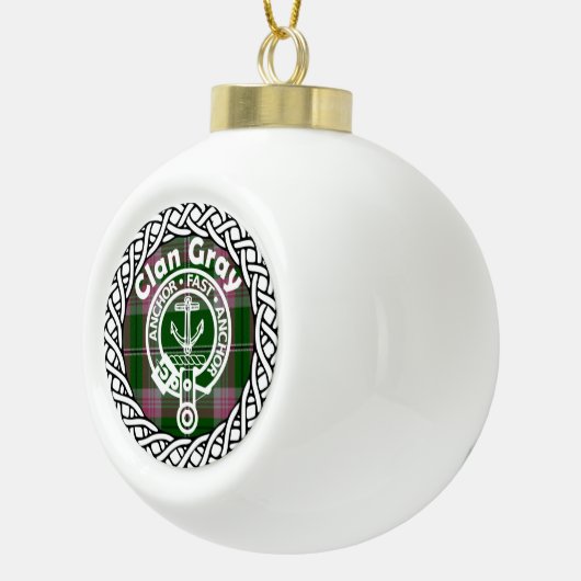 Scottish Clan Gray Tartan en Crest Keramische Bal Ornament (Rechts)