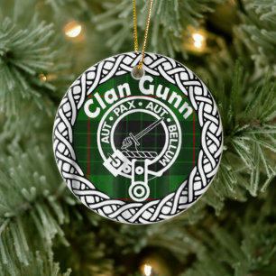 Scottish Clan Gunn Tartan en Crest Keramisch Ornament
