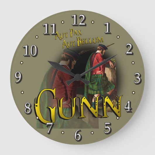 Scottish Clan Gunn Tartan Grote Klok (Voorkant)