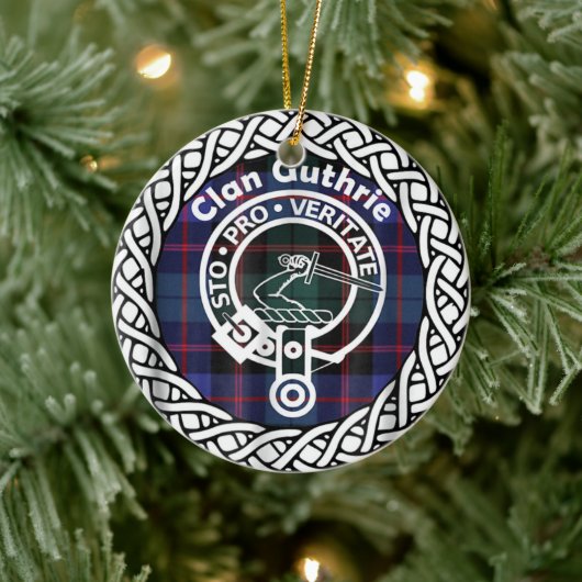 Scottish Clan Guthrie Tartan en Crest Keramisch Ornament (Boom)