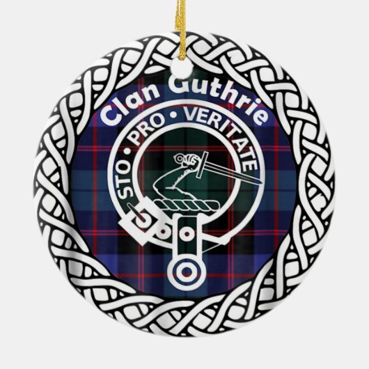 Scottish Clan Guthrie Tartan en Crest Keramisch Ornament (Achterkant)