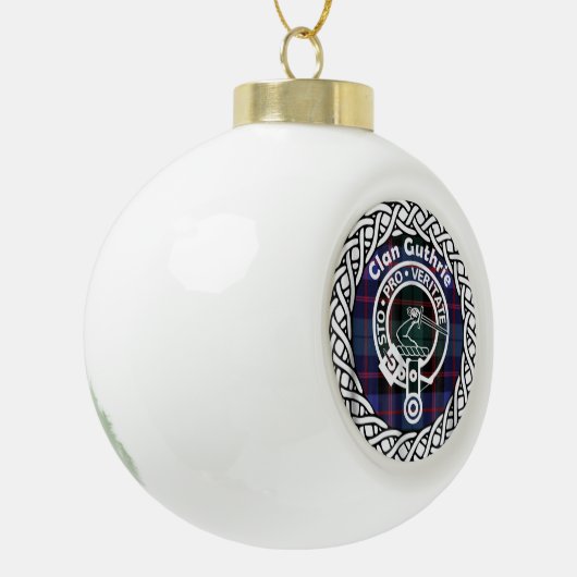 Scottish Clan Guthrie Tartan en Crest Keramische Bal Ornament (Links)