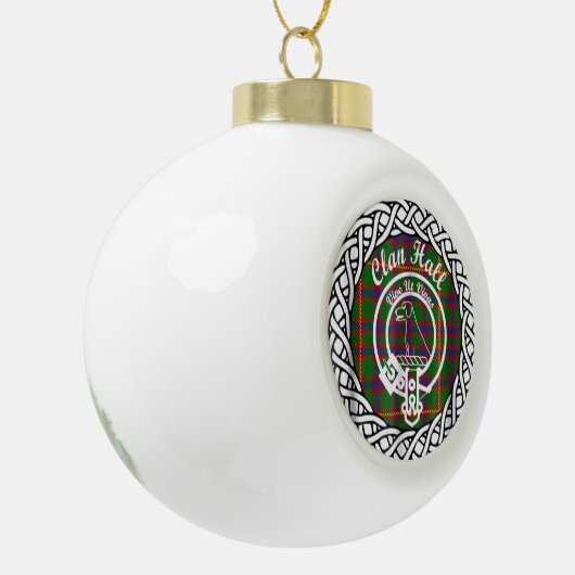 Scottish Clan Hall Tartan en Crest Keramische Bal Ornament (Links)