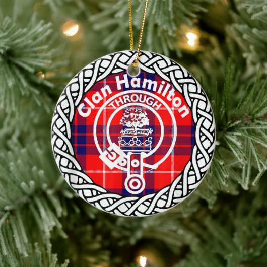 Scottish Clan Hamilton Tartan en Crest Keramisch Ornament (Boom)
