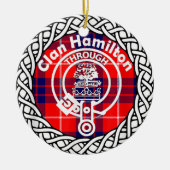 Scottish Clan Hamilton Tartan en Crest Keramisch Ornament (Voorkant)