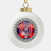 Scottish Clan Hamilton Tartan en Crest Keramische Bal Ornament (Voorkant)