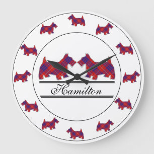 Scottish Clan Hamilton Tartan Pset Scottie Dogs Grote Klok