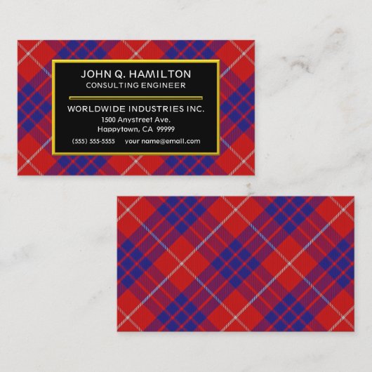 Scottish Clan Hamilton Tartan Pset Visitekaartje (Voorkant / Achterkant)