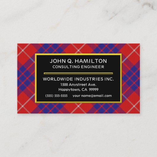 Scottish Clan Hamilton Tartan Pset Visitekaartje (Voorkant)