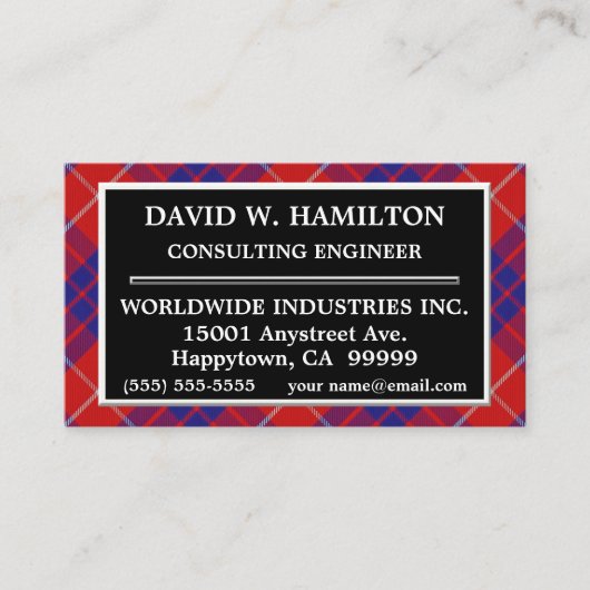 Scottish Clan Hamilton Tartan Pset Visitekaartje (Voorkant)