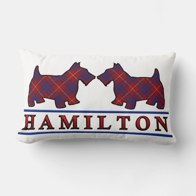 Scottish Clan Hamilton Tartan Scottie Dogs Kussen (Voorkant)