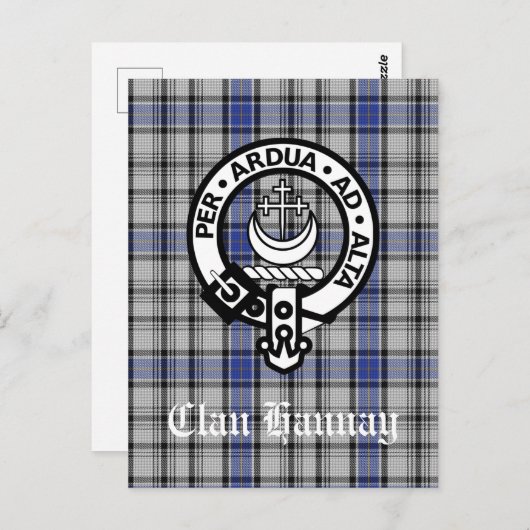 Scottish Clan Hannay Crest Badge en Tartan Custom Briefkaart (Voorkant / Achterkant)