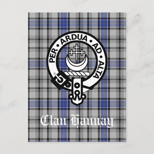 Scottish Clan Hannay Crest Badge en Tartan Custom Briefkaart (Voorkant)