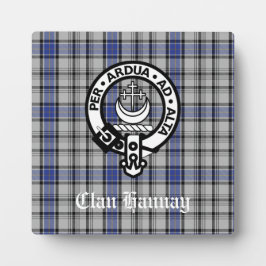 Scottish Clan Hannay Crest Badge en Tartan Custom Fotoplaat