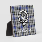 Scottish Clan Hannay Crest Badge en Tartan Custom Fotoplaat (Voorkant)