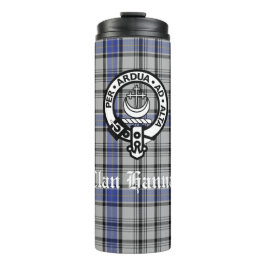 Scottish Clan Hannay Crest Badge en Tartan Custom Thermosbeker