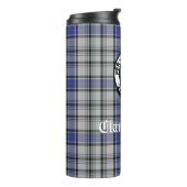 Scottish Clan Hannay Crest Badge en Tartan Custom Thermosbeker (Gedraaid links)